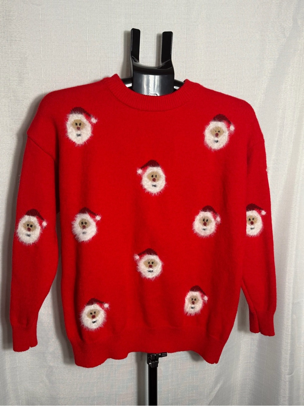Red Santa Face Crewneck Sweater - Unbranded